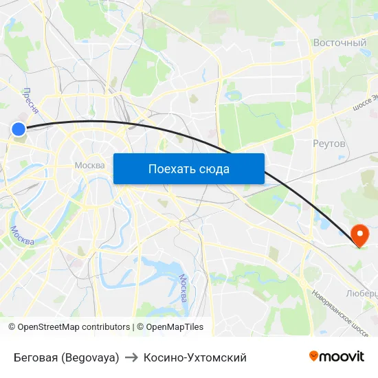 Беговая (Begovaya) to Косино-Ухтомский map
