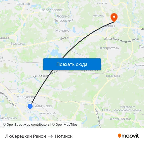 Люберецкий Район to Ногинск map