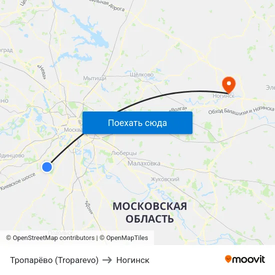 Тропарёво (Troparevo) to Ногинск map