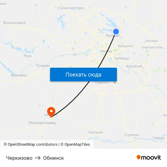 Черкизово to Обнинск map