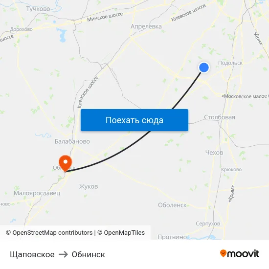 Щаповское to Обнинск map