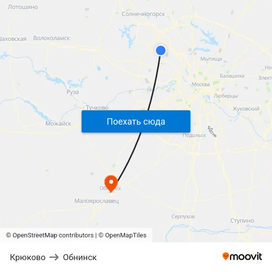 Крюково to Обнинск map