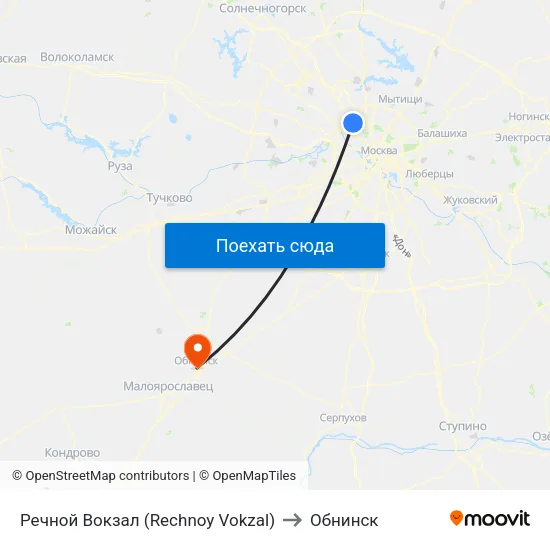 Речной Вокзал (Rechnoy Vokzal) to Обнинск map
