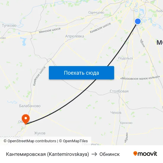 Кантемировская (Kantemirovskaya) to Обнинск map