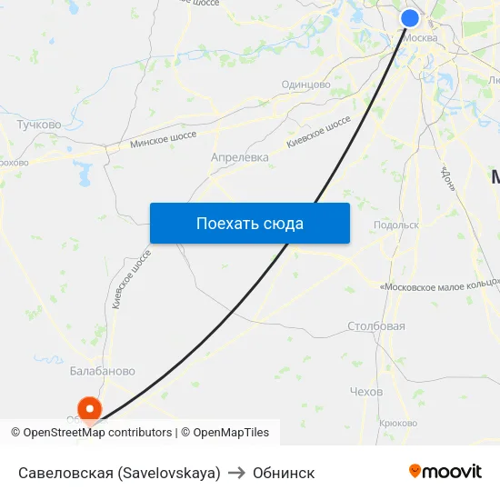 Савеловская (Savelovskaya) to Обнинск map