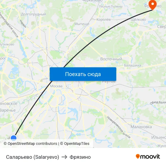 Саларьево (Salaryevo) to Фрязино map