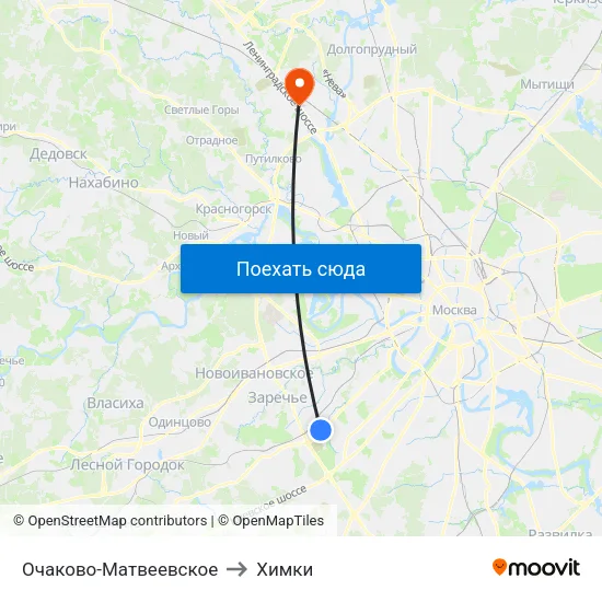 Очаково-Матвеевское to Химки map