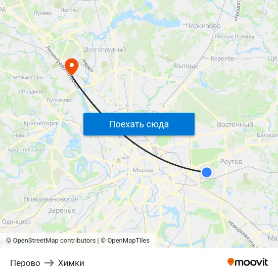 Перово to Химки map
