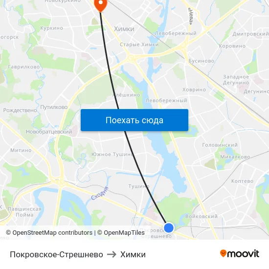 Покровское-Стрешнево to Химки map