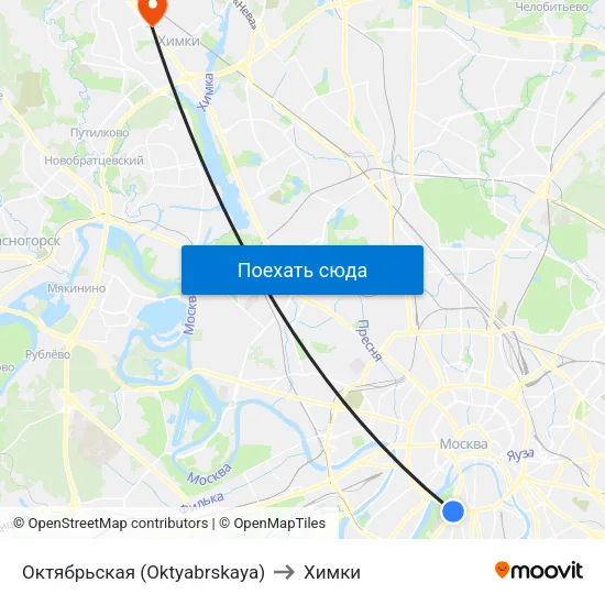 Октябрьская (Oktyabrskaya) to Химки map