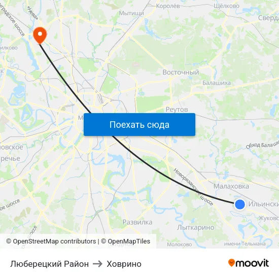 Люберецкий Район to Ховрино map
