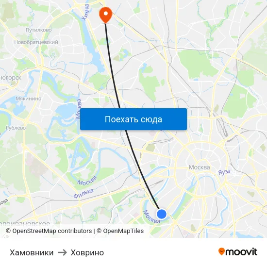 Хамовники to Ховрино map