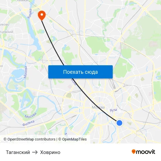 Таганский to Ховрино map