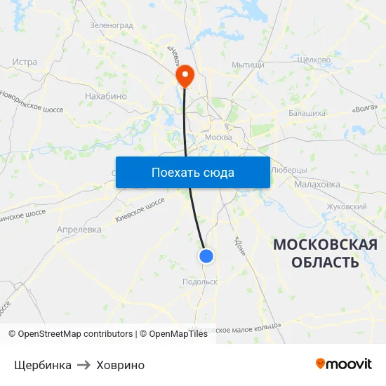 Щербинка to Ховрино map