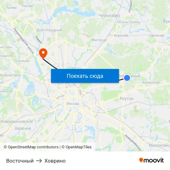 Восточный to Ховрино map