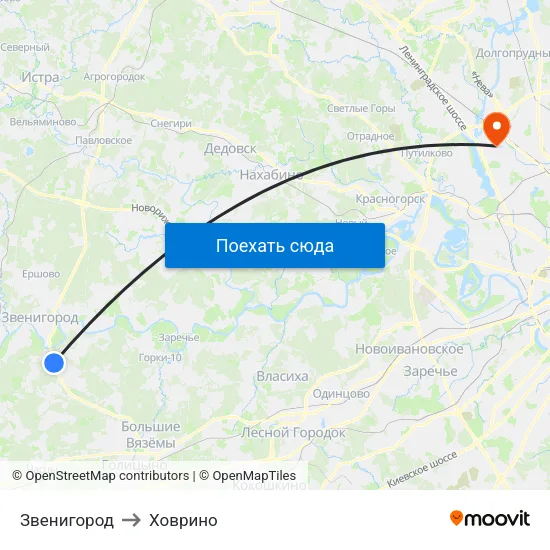 Звенигород to Ховрино map