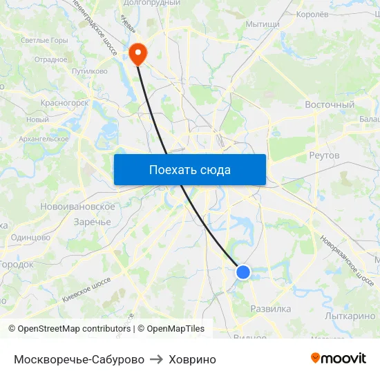 Москворечье-Сабурово to Ховрино map