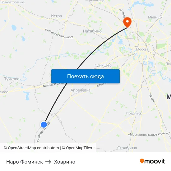Наро-Фоминск to Ховрино map