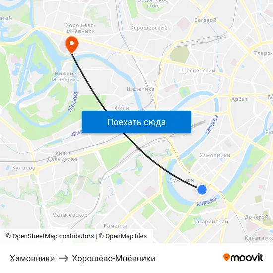 Хамовники to Хорошёво-Мнёвники map