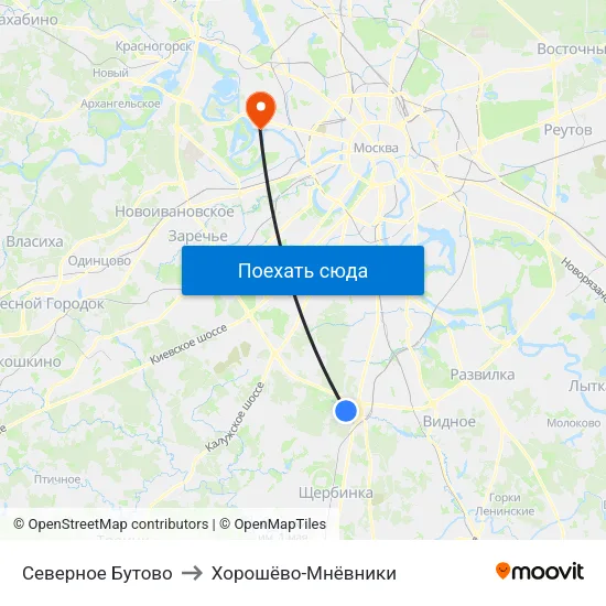 Северное Бутово to Хорошёво-Мнёвники map