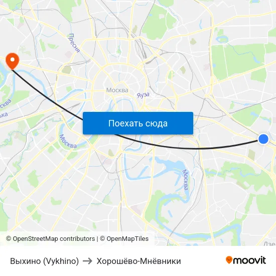 Выхино (Vykhino) to Хорошёво-Мнёвники map