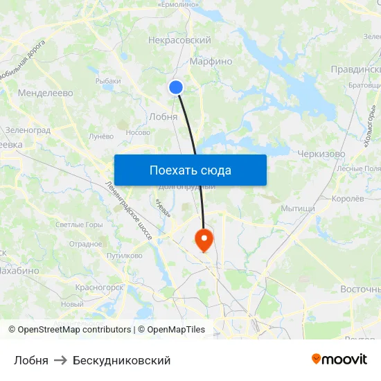 Лобня to Бескудниковский map