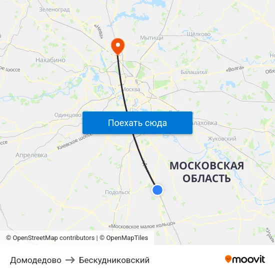 Домодедово to Бескудниковский map
