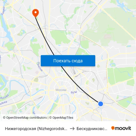 Нижегородская (Nizhegorodskaya) to Бескудниковский map