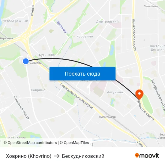 Ховрино (Khovrino) to Бескудниковский map