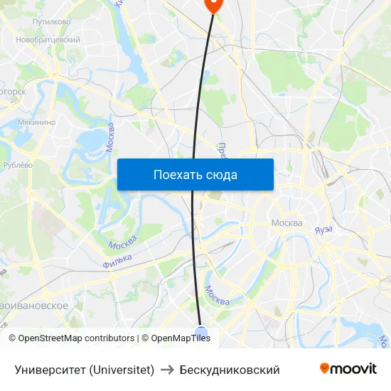Университет (Universitet) to Бескудниковский map