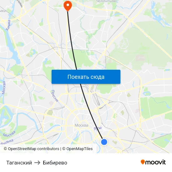 Таганский to Бибирево map