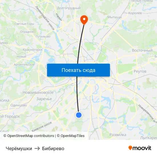 Черёмушки to Бибирево map