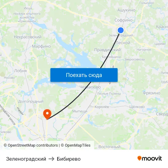 Зеленоградский to Бибирево map