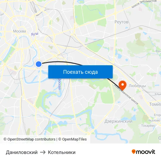 Даниловский to Котельники map