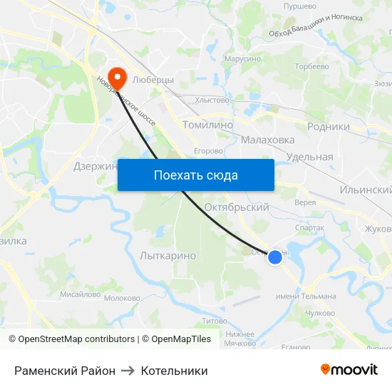 Раменский Район to Котельники map