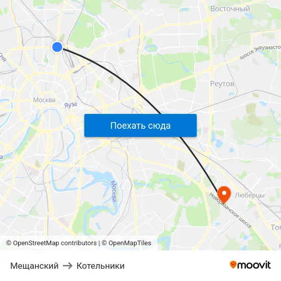 Мещанский to Котельники map