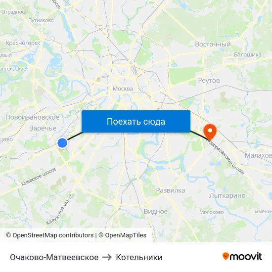 Очаково-Матвеевское to Котельники map
