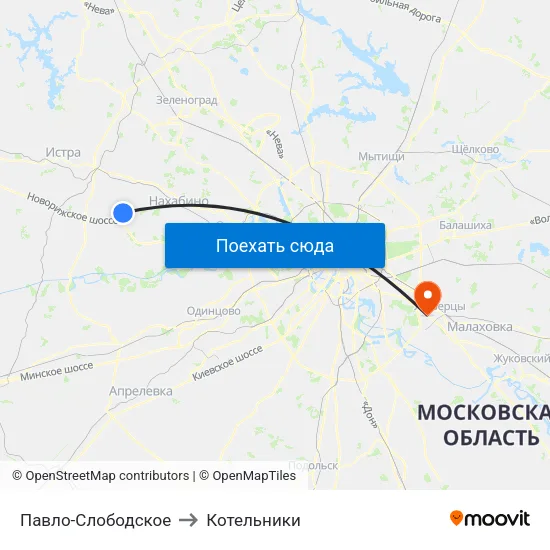 Павло-Слободское to Котельники map