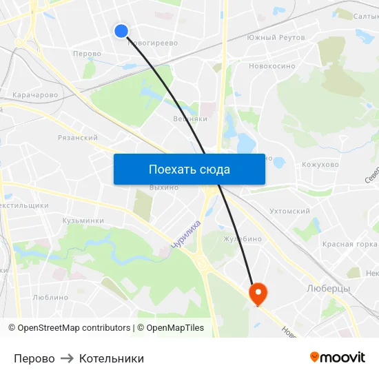 Перово to Котельники map