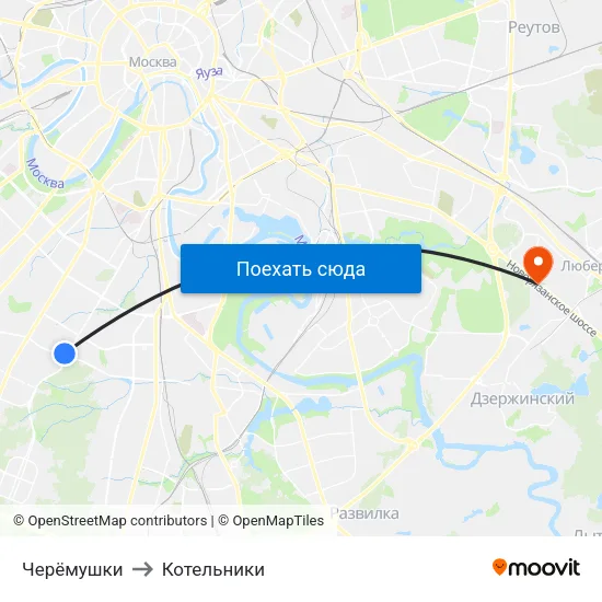 Черёмушки to Котельники map