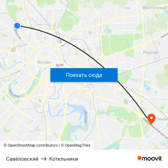 Савёловский to Котельники map