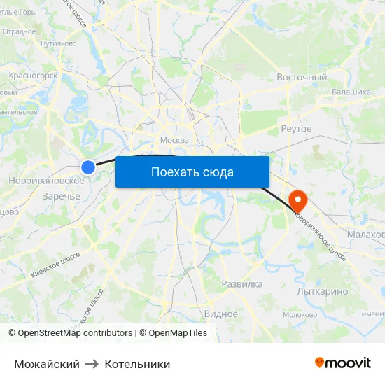 Можайский to Котельники map