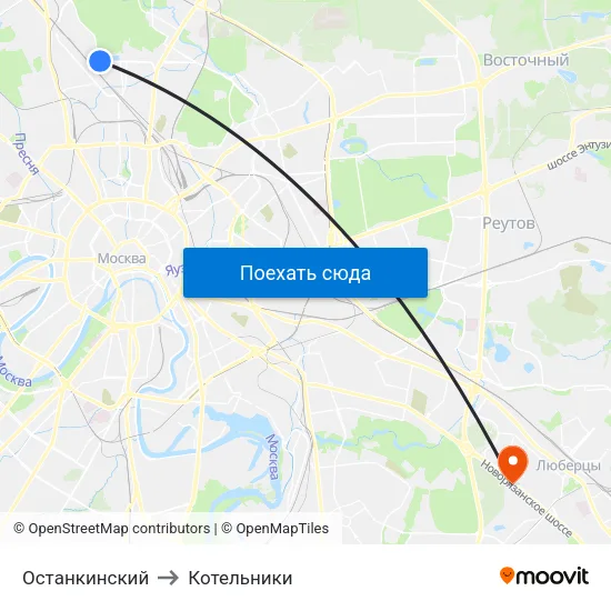 Останкинский to Котельники map