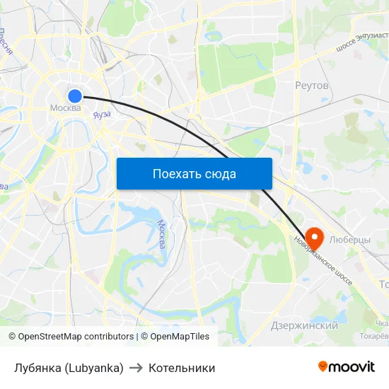 Лубянка (Lubyanka) to Котельники map