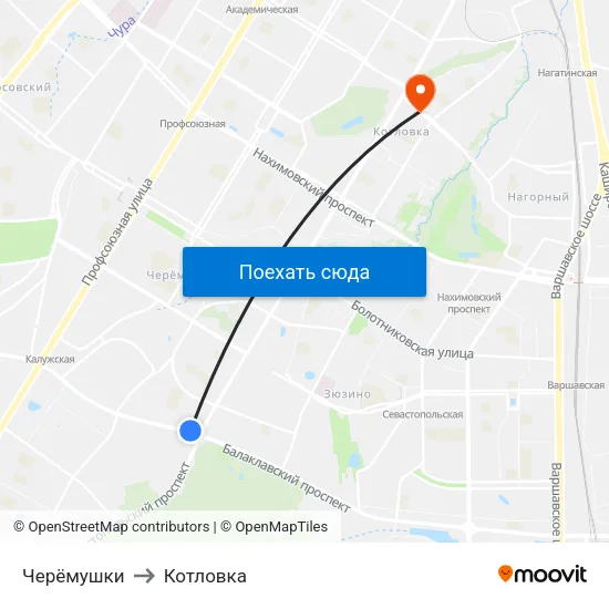 Черёмушки to Котловка map