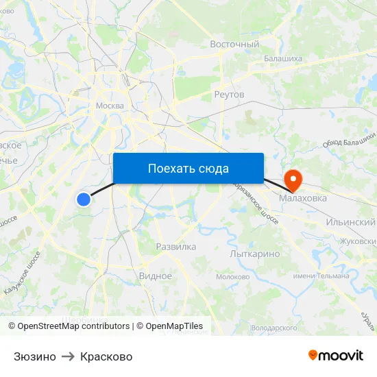 Зюзино to Красково map