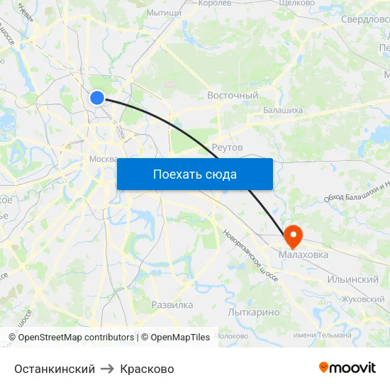 Останкинский to Красково map