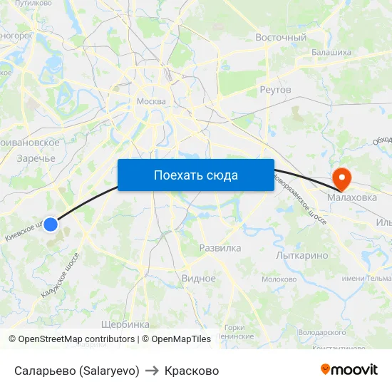 Саларьево (Salaryevo) to Красково map