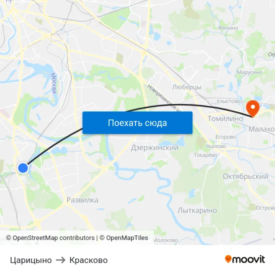 Царицыно to Красково map