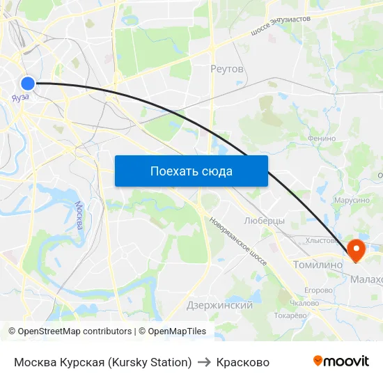 Москва Курская (Kursky Station) to Красково map